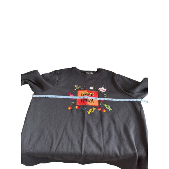 Holiday Editions Trick or Treat Women's Sweatshirt Black Fall Candy Corn Size 2X - Picture 9 of 11